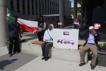Protestors gather outside Windsor City Hall on June 11, 2019. Photo by Mark Brown, Blackburn News.