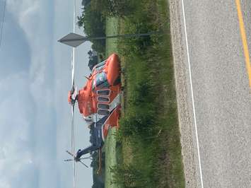 An Ornge air ambulance attended the scene of a drowning at Conestogo Lake Sunday afternoon. Photo by Nathan Marshall