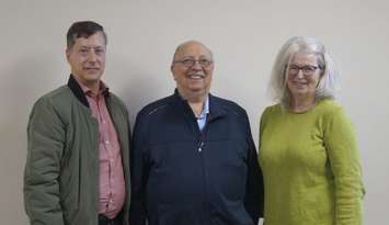 Community Living Sarnia-Lambton (CLSL) Executive Director Corry Thomas, MPP Bob Bailey, and CLSL Board Chair Jenny Greensmith. October 10, 2025. (Photo by Natalia Vega)