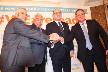 (from left to right) Essex County Warden Tom Bain, Windsor-Tecumseh MPP Percy Hatfield, Windsor Mayor Drew Dilkens and Essex MPP Taras Natyshak January 25, 2016.  (Photo by Adelle Loiselle)
