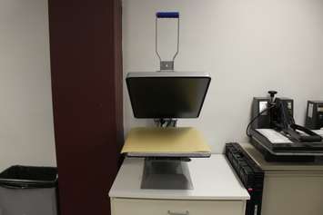 A t-shirt heat press at the Downtown Mission, paid for thanks to a grant from the Ontario Trillium Foundation, January 12, 2017. (Photo by Mike Vlasveld)