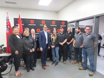 Minister Monte McNaughton visits Fanshawe College to announce the new welding apprenticeship program coming September 2023. (Photo by Rebecca Chouinard).
