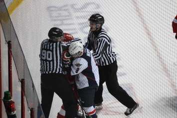 The Windsor Spitfires lose 2-4 against the Sault Ste Marie Greyhounds on November 16, 2014 at the WFCU Centre. (Photo by Jason Viau)