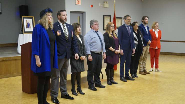 Sarnia-Lambton MP Marilyn Glady with King Coronation award recipients (Photo by: Lindsay Newman, Blackburn Media)