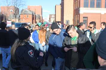 The lineup outside Maggio's Kildare House in Windsor on St. Patrick's Day Tuesday March 17, 2015. (Photo by Adelle Loiselle)