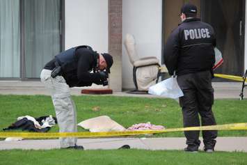 Windsor police investigate a stabbing in the 400 block of Glengarry Ave., April 22, 2015. (Photo by Jason Viau)