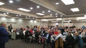 Ontario PC leader Doug Ford speaks to a crowd at the Quality Inn Point Edward. April 20, 2018. (Photo by Colin Gowdy, BlackburnNews)