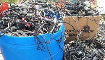 Electronic waste collected at the Downtown Chatham Centre. (Photo by Ricardo Veneza)