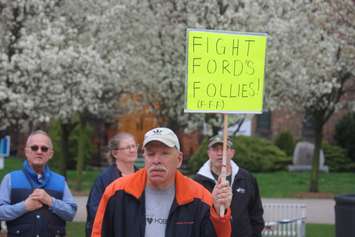 Protest sign at a rally at Charles Clark Square, Windsor, May 1, 2019. Photo by Mark Brown, Blackburn News.