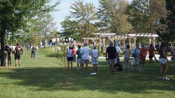 Crowds at Germain Park for when the snowbirds flew over the F-86 Sabre Golden Hawk Memorial on September 15, 2016 (BlackburnNews.com Photo by Briana Carnegie)