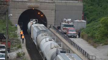 Train derailment inside the St. Clair tunnel between Sarnia and Port Huron. June 28, 2019. (BlackburnNews photo by Colin Gowdy)