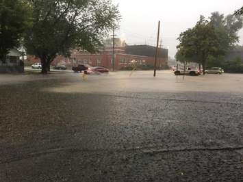 Rain pools on the road in the area of Mitton & Maria in Sarnia, September 11, 2019. (Photo courtesy of  Leo Koning)