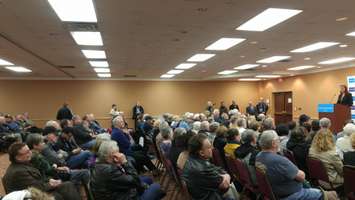 Caroline Mulroney speaking to a crowd at the Holiday Inn Point Edward during her campaign trail in the PC Party Leadership race. March 3, 2018. (Photo by Colin Gowdy)