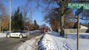 A detached garage fire on Blackwell Side Rd. January 4, 2018. (Photo by Colin Gowdy, Blackburn News)