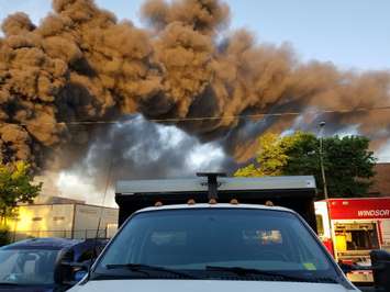 Fire at Serbu Tire in Windsor on June 23, 2019 (photo courtesy Connie Anderson)