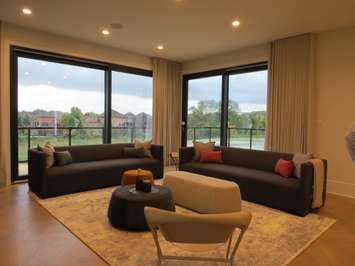 The living room at the Millstone Dream Home  on  Silver Creek Circle. (Photo by Miranda Chant, Blackburn News) 