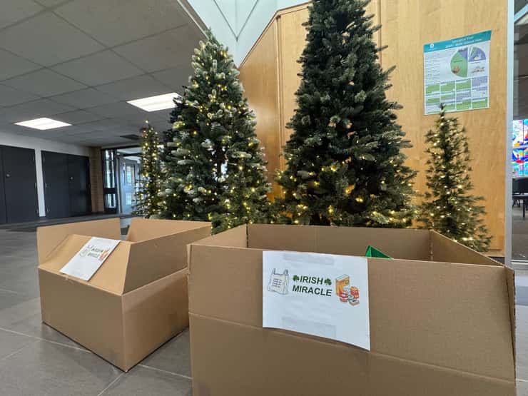 A display set up a St. Patrick's Catholic High School for donations to Irish Miracle. November 28, 2025. Blackburn Media photo by Melanie Irwin
