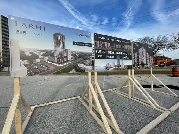 Renderings of proposed housing development in downtown Windsor, November 2025. (Photo by Maureen Revait) 