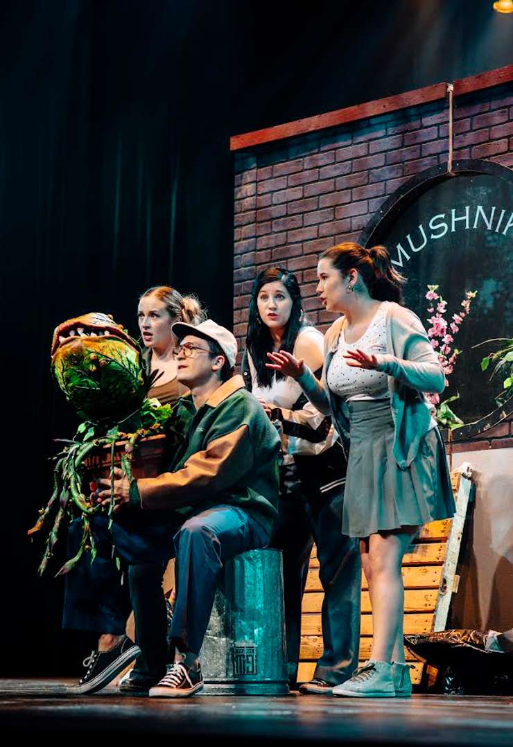 Seymour Krelborn (Devon Laird), Crystal (Erin Innes), Ronnette (Darc-c Keane), Chiffon (Jamie Laing). Photos courtesy of Emily Nutson.