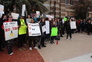 Walkerville Collegiate students demonstrate on April 4, 2019. Photo by Mark Brown/Blackburn News.