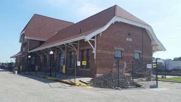 Work underway at Sarniia Via Rail Station, Sept 2016. BlackburnNews.com photo by Stephanie Chaves.