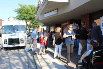 Gathering at the Capitol Theatre for the free presentation on the benefits to thinking positive. September 13, 2016. (Photo by Natalia Vega)