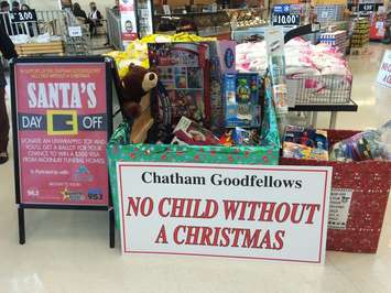 Blackburn Radio and McKinlay Funeral Homes band together to support the Chatham Goodfellows’ “No Child Without a Christmas” campaign at the Real Canadian Superstore, December 2, 2015. (Photo courtesy of 
Meagan Judd) 