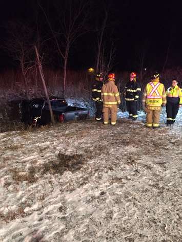 Amherstburg fire crews at the scene of a crash, February 15, 2016 (Photo Courtesy of Amherstburg Fire Department)