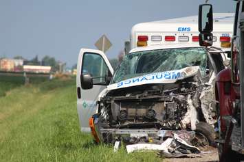 The scene of a crash on Hwy. 40 just north of Greenvalley Line, August 19, 2016 (Photo by Jake Kislinsky)