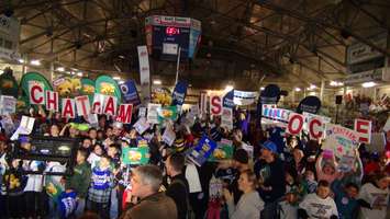 Local residents attend the Bash at the Barn event at Chatham Memorial Area prior to the Kraft Hockeyville announcement, April 4, 2015. (Photo by Jake Kislinsky)