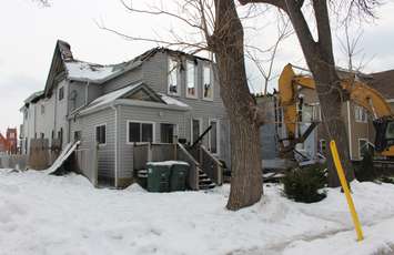 The scene of an intentionally set fire in the 800-block of Assumption St. in Windsor, March 4, 2015. (Photo by Mike Vlasveld)