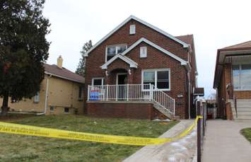 The duplex at 1566 Benjamin Ave., where Windsor police are investigating a death, December 11, 2014. (photo by Mike Vlasveld)