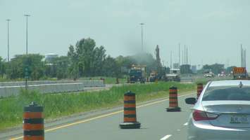 Construction on Highway 401 near Tilbury (Photo by Jake Kislinsky)