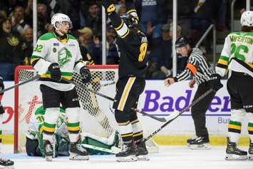 The Sarnia Sting hosting the London Knights in Game 3 of the Western Conference final. 2 May 2023. (Metcalfe Photography)