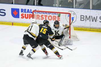 Sarnia Sting against Kingston Frontenacs on Saturday, March 18, 2023. (Photo courtesy of Metcalfe Photography) 
