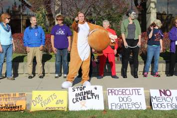 Animal cruelty protesters gather outside of the Chatham Courthouse. November 5, 2015. (Photo by Matt Weverink)