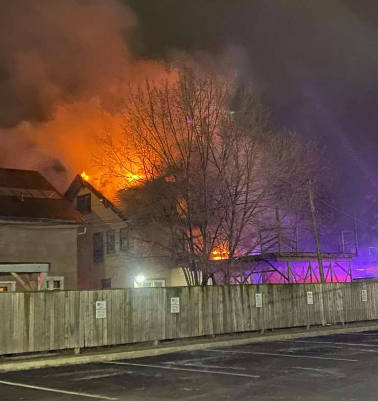 Downtown fire February 21, 2024. Photo courtesy of Sarnia Firefighters via Facebook. 