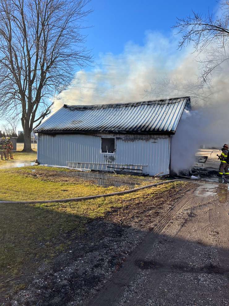 The scene of a fire on Communication Road in Blenheim. February 6, 2024. (Photo courtesy of Chatham-Kent Fire and Emergency Services)