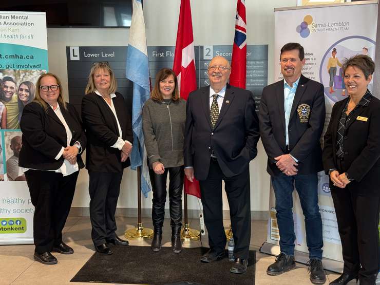 Funding announced for Homelessness and Addiction Recovery Treatment (HART) Hub in Sarnia. January 27, 2025. (Photo by Melanie Irwin)