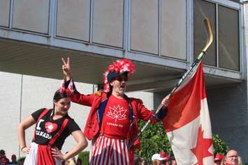 Stilt walkers perform at Canada Day celebrations in Leamington, July 1, 2018 (Photo by Adelle Loiselle)