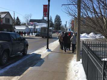 Education union members picket in front of Huron-Bruce MPP Lisa Thompson's office in Blyth. February 21st, 2020 (Photo by Ryan Drury)