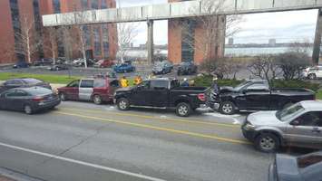 A collision on Riverside Dr. near Walker Rd. in Windsor, December 22, 2015 (Photo courtesy of Jimi St. John)