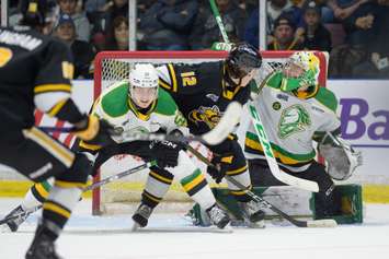 The Sarnia Sting hosting the London Knights in Game 3 of the Western Conference final. 2 May 2023. (Metcalfe Photography)