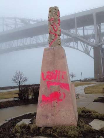 Photo of the vandalism in Pt Edward. (Photo submitted by Larry Gordon)
