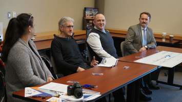 Tourism Sarnia-Lambton's Vicky Praill, Event Chair Ken MacAlpine, Bluewater Health Foundation Board Member Johnathan Palumbo, and VP of NGL Supply Co. Ltd. David Palmer announce the Bluewater International Grandfondo event. March 4, 2016 (BlackburnNews.com Photo by Briana Carnegie)