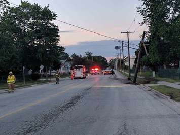 Single vehicle crash on St. Clair St. June 24,
 2017 (Photo courtesy of Pt. Edward Fire and Rescue Facebook)