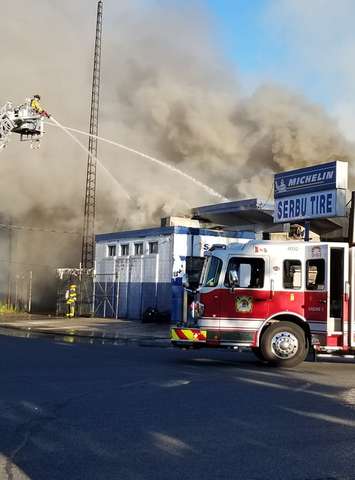 Fire at Serbu Tire in Windsor on June 23, 2019 (photo courtesy Connie Anderson)