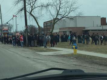 Students at Essex District High School walk out on April 4, 2019. Photo submitted by Tricia Renaud/Facebook.