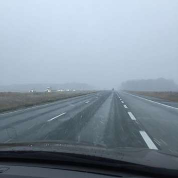 Winter conditions November 7, 2014 on  Hwy 402. Submitted photo.