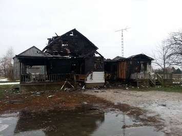 A home on Talbot Trail south of Blenheim was destroyed by fire on November 22, 2014. (Photo by Ashton Patis) 